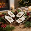 Kerstslee hout wit/goud 15,5x6,5x4cm 4st | Floristik24.nl
