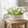 Mand met handgrepen, spaanplaatmand, plantenmand, wit, vintage, decoratief, Ø35cm | Floristik24.nl