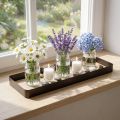 Decoratief dienblad metaal hout metalen dienblad houten voet 40x13x3cm | Floristik24.nl