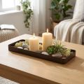 Decoratief dienblad metaal hout metalen dienblad houten voet 34,5×11×3cm | Floristik24.nl