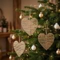 Decoratief hart jute naturel voor kerstversiering om op te hangen 20cm 4 st | Floristik24.nl