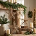 Sterjute natuurlijke rustieke kerstster 30cm 4st | Floristik24.nl