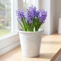 Bloempot met ornamenten, sierpot, metalen container, wit, Ø15,5 cm, H14,5 cm | Floristik24.nl