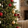 Gouden glittersterdecoraties, 18 cm, kerstversiering, gouden sterren, 8 stuks | Floristik24.nl