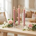 Rustieke kaarsen stokkaarsen roze gekleurd 250/28mm 4 st | Floristik24.nl