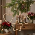 Decoratieve kerst houten kralen hart sterboom H16cm 3 st | Floristik24.nl