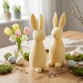 Decoratieve Paashaas – 2e keus – Gevlokt lichtgeel H29,5cm 2 st. | Floristik24.nl