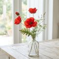 Poppy decoratieve tuinbloem met 3 bloemen rood L70cm | Floristik24.nl