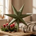Decoratieve ster van papier en jute om op te hangen, een feestelijke blikvanger. | Floristik24.nl