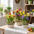 Bloemenmand Henkel Natuurlijk Groen Grijs Wit Ø18–26cm Set van 3 | Floristik24.nl