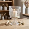 Lantaarn glazen beker gecanneleerde glasdecoratie Ø11,5cm H15cm | Floristik24.nl