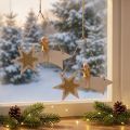 Engel op vallende ster, Kerstdecoratie om op te hangen, Advent Wit, Gouden H13cm B21.5cm 2st | Floristik24.nl