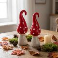 Paddenstoel keramiek decoratief paddestoelen rood wit Ø5cm H15.5cm 2st | Floristik24.nl