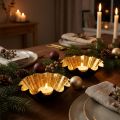 Waxinelichthouder kerstdecoratie bakvorm zwart goud Ø12cm 2 stuks | Floristik24.nl