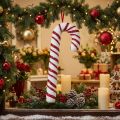 Decoratieve zuurstok kerstraamdecoratie rood witte strepen H51,5cm | Floristik24.nl
