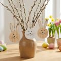 Decoratieve hanger houten konijnenkop naturel witgoud 10,5cm 8 stuks | Floristik24.nl