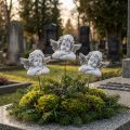 Decoratieve engel op stok decoratieve grafdecoratie grijs wit H6,5cm 3 stuks | Floristik24.nl