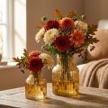 Bloemenvaas van glas, oranje, retro design, Ø11cm H14.5cm, 2 stuks | Floristik24.nl