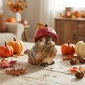 Decoratief vogelbeeldje met rode appelmuts, herfstdecoratie, 13 cm | Floristik24.nl