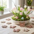 Strooidecoratie hout bloemen/vlinders wit/roze Ø4cm 36st | Floristik24.nl