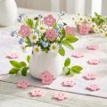 Houten bloem met gezicht roze 2,5 cm 48 st | Floristik24.nl