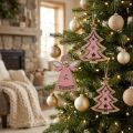 Kerstboomdecoraties naturel, roze 11cm 8st | Floristik24.nl