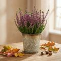 Planter voor de herfst, metalen pot met bladdecoratie, gouden plantenbak Ø10cm H10cm | Floristik24.nl