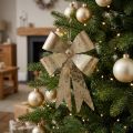 Strik om op te hangen, kerstboomversieringen, gouden metalen decoratie, antieke look H23cm B16cm | Floristik24.nl