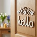 Houten decoratie bloemen "Hallo" natuur deco bord met magneet 18/19.5cm 6st | Floristik24.nl