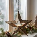 Theelichthouder metalen kerstster decoratie beige 22,5cm | Floristik24.nl