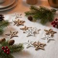 Houten sterren decoratieve strooidecoratie Kerstmis wit/naturel 3,5 cm 48 st | Floristik24.nl