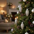 Kerstkegels glazen kegels glasdecoratie zilver H6,5cm 10 stuks | Floristik24.nl