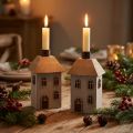 Kerstkaarsenhouder voor taps toelopende kaarsen, 14,5 cm, 2 stuks | Floristik24.nl
