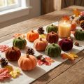 Mini pompoen decoratie flocked scatter decoratie 6 kleuren Ø4cm 24 stuks | Floristik24.nl