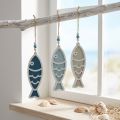 Decoratieve hanger vishout hangdecoratie maritiem blauw 12cm 9 stuks | Floristik24.nl