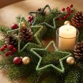 Sterren jute voor kerstversiering kerststerren groen 15cm 8 st | Floristik24.nl