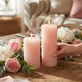 Lichtroze geverfde pilaarkaarsen 85×120mm, set van 2 – Elegante waskaarsen voor romantische decoratie | Floristik24.nl