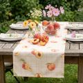 Tafelloper Tafellint Perzik Geruit Zomer 32x140cm | Floristik24.nl
