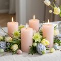 Pilaarkaarsen, effen lichtroze, 60×100mm, set van 4, decoratieve kaarsen voor Pasen en bruiloften | Floristik24.nl