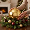 Kerstbal middel goud 20cm kunststof | Floristik24.nl