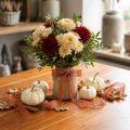 Oranje kanten lint met bloemen, 25 mm breed, 20 m lang | Floristik24.nl
