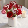 Hartje op een stokje, rood en wit, decoratief hartje, Valentijnsdagdecoratie, 16 stuks | Floristik24.nl