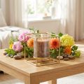 Decoratieve kandelaar goudkleurig metaal lantaarn glas 12×12×13cm | Floristik24.nl