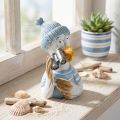 Nautische decoratie, meeuw, tafeldecoratie, blauw, wit, zilver, H11cm | Floristik24.nl
