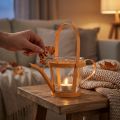 Lantaarn glazen decoratieve gieter metaal oranje Ø14cm H13cm | Floristik24.nl