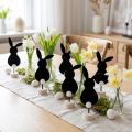 Statafeldecoratie Paashaas vilt zwart 19cm 12st | Floristik24.nl