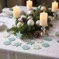 Kerststrooidecoratie wit/turquoise pailletten 36 st | Floristik24.nl