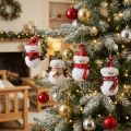 Kerstboomversiering sneeuwpop met hoed H9cm 4st | Floristik24.nl