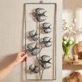 Metalen decoratie om op te hangen, zwaluwen, wanddecoratie Zilver, gewassen wit H47.5cm | Floristik24.nl