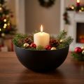 Kandelaar zwart zilver kerstdecoratie Ø13cm H6.5cm | Floristik24.nl